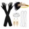 ASTARON 1920s Flapper Accessories Set for Women Flapper Headpiece Headband Fashion Roaring 20s Theme Set