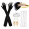 ASTARON 1920s Flapper Accessories Set for Women Flapper Headpiece Headband Fashion Roaring 20s Theme Set