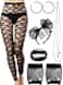 Blulu 80s Costume Set Earring Necklace Gloves Legging Bracelet for Retro Party M