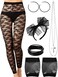 Blulu 80s Costume Set Earring Necklace Gloves Legging Bracelet for Retro Party M