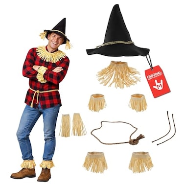 Nicky Bigs Novelties Morph Scarecrow Hat Straw Hat Wizard Hats Scarecrow Costume Kit and Accessories 11Pieces