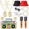 YAROMO 13 Pieces 80s 90s Party Decorations 90s Hip Hop Costume Kit Rapper Accessories Includes Inflatable Boom Box Bucket Hat Gold Chain Ring