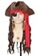 Topcosplay Unisex Pirate Hat with Dreadlocks Hair Braids Eye Patch Earring Necklace Pirate Costume Cosplay Set Brown