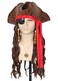 Topcosplay Unisex Pirate Hat with Dreadlocks Hair Braids Eye Patch Earring Necklace Pirate Costume Cosplay Set Brown