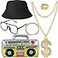 YAROMO 80s 90s Hip Hop Costume Kit with Dollar Sign 6 Pieces