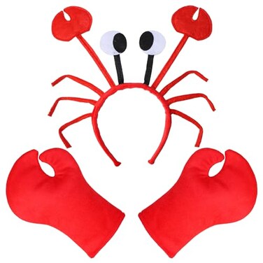 Tequise Crab Costume Set Crab Eyes Headband with Antenna Giant Crab Claws Gloves Sea Creature Cosplay Set