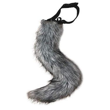 JUNBOON Faux Fur Tail for Cosplay Halloween Party Costume Dark gray