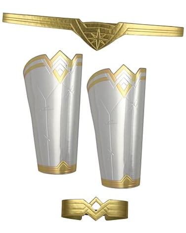 Bioworld Wonder Woman Costume Accessories Cuffs Gauntlets Tiara Set Comic Book Superhero Silver