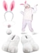 Giegxin 5 Pcs Adult Easter Bunny Costume White Rabbit Costume Bunny Shoes Rabbit Feet Ear Headband Nose Tailmedium