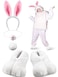 Giegxin 5 Pcs Adult Easter Bunny Costume White Rabbit Costume Bunny Shoes Rabbit Feet Ear Headband Nose Tailmedium