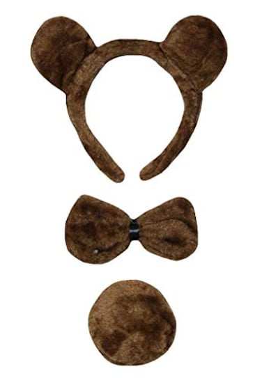 Petitebella Brown Bear Costume for Kids Adults 3pc Halloween Animal Cosplay Set with Headband Bowtie Tail One Size