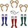 WILLBOND 7 Pcs Halloween Animal Costumes Set Includes Ears Headband Knee High Sock Round Frame Glasses for Adults Teens Party