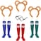 WILLBOND 7 Pcs Halloween Animal Costumes Set Includes Ears Headband Knee High Sock Round Frame Glasses for Adults Teens Party