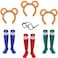 WILLBOND 7 Pcs Halloween Animal Costumes Set Includes Ears Headband Knee High Sock Round Frame Glasses for Adults Teens Party