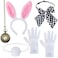 Yewong White Rabbit Costume Easter Bunny Ears Headband Tail Bowtie GlovesWhite Rabbit Clock Pocket Watch