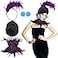 Langyiwee Villain Costume for Women Purple Feather Blue Collar Button Earrings Elastic Hat Feather Headband Halloween Costume