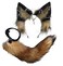 VIGVAN Fox Cosplay Costume with Fluffy Ear Tail Set for Halloween C Brown Black