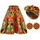Coume 3 Pcs Women African Dashiki Skirt Traditional Costume African Bohemian Head Wrap Scarf Drop Dangle Earring XLarge Multi