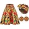 Coume 3 Pcs Women African Dashiki Skirt Traditional Costume African Bohemian Head Wrap Scarf Drop Dangle Earring Medium Multi