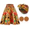 Coume 3 Pcs Women African Dashiki Skirt Traditional Costume African Bohemian Head Wrap Scarf Drop Dangle Earring Medium Multi