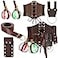 Ramede Halloween Renaissance Cosplay Costume Leather Ring Belt Witch Wizard Waist Corset Cork Potion Bottle Medieval PouchBrown