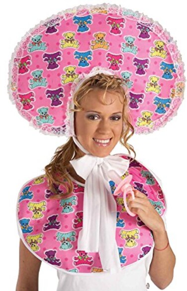Rubies Unisex Child Big Baby Oversized Costume Bib and Bonnet Set Pink One Size