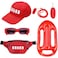 Jenaai 6 Pcs Guard Costume Set Includes Guard Hat Fanny Pack First Aid Zipper Pouch Inflatable Float Prop Whistle Lanyard Sunglasses Float Keychain Emergency Equipment Set for CosplayPeaked Cap