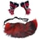Ekwikzz Wolf Ears Tail Set for Adults Fox Wolf Headbands Clips Fluffy Cosplay Costumes Gothic Punk Accessories for Halloween SI Sword RE BL