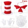 OFIHIDO 5 Pcs Hallowen Costume AccessoriesRed White Striped HatsRed BowWhite FurryWhite Gloves