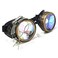UMBRELLALABORATORY Steampunk Victorian Style Goggles with Compass Design Ocular Loupe3D Rainbow Prism Kaleidoscope Rave Glasses