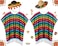 JaGely 4 Pcs Cinco De Mayo Mexican Serape Poncho Costume Set Fabric and Straw Sombrero HeadbandsRetro