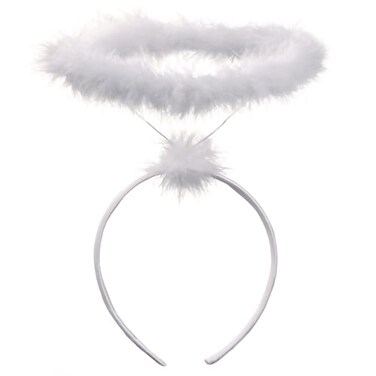 Funcredible White Angel Halo Headband Feathered Halo Costume Accessory for Adults