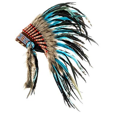 Novum Crafts Feather Headdress Native American Indian Inspired Turquoise