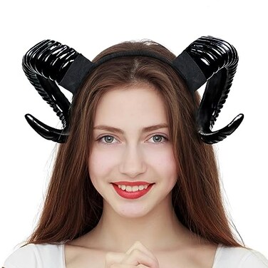 Orgoue Devil Horns Headband Black Horn Devil Costume Accessory Witch Horn Headpiece for Women Men for Halloween Cosplay Horns2