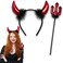 ROSAUI Devil Horns Halloween Headband and Sequin Devil Pitchfork Trident Set Red Black Costume Accessories for Adults Men and Women Perfect for Halloween Masquerade Balls and Carnivals