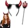 ROSAUI Devil Horns Halloween Headband and Sequin Devil Pitchfork Trident Set Red Black Costume Accessories for Adults Men and Women Perfect for Halloween Masquerade Balls and Carnivals