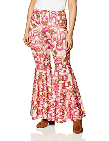 Rubies Forum Novelties Womens 60s Hippie Flower Power Bell Bottoms Costume Pink One Size