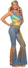 Rubies Hippie Pants WBelt Costume for Adults Womens MediumLarge BlueBrown