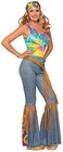 Rubies Hippie Pants WBelt Costume for Adults Womens MediumLarge BlueBrown
