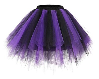 ChicWind Womens Black Purple Puffy Tutu Layered Tulle Petticoat Skirt for Party