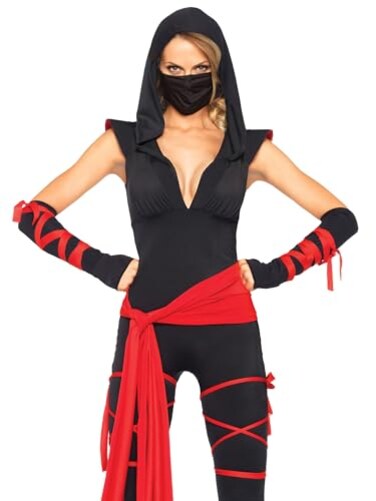 Leg Avenue Womens 4 Pc Deadly Ninja Costume Small BlackRed