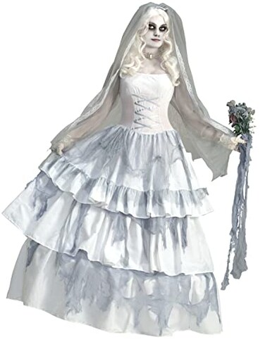 Rubies Deluxe Victorian Ghost Bride Costume for Adults Womens Standard