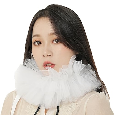 KOGOGO Renaissance Ruffle Collar Victorian Neck Costume Cosplay PropsWhite