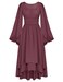 Scarlet Darkness Women Renaissance Costume Split Bell Sleeve Double Layered High Low Dress Dusty Rose S