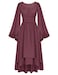 Scarlet Darkness Women Renaissance Costume Split Bell Sleeve Double Layered High Low Dress Dusty Rose S