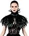 L'VOW LVOW Gothic Black Feather Cape Shawl Shrug Poncho with Choker Collar Black