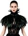 L'VOW LVOW Gothic Black Feather Cape Shawl Shrug Poncho with Choker Collar Black