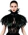 L'VOW LVOW Gothic Black Feather Cape Shawl Shrug Poncho with Choker Collar Black