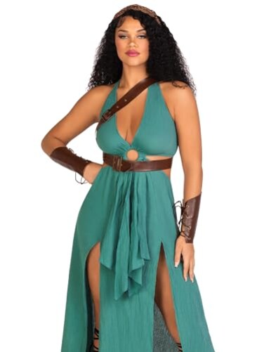 Leg Avenue Womens 4 Piece Warrior Maiden Costume SMALL Green