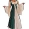 Abaowedding Womenss Medieval Renaissance Costume Cosplay Chemise and Over Dress SmallMedium Dark Green and Ivory